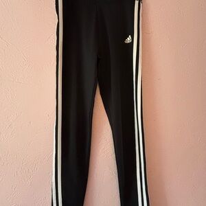 Adidas Kids Black Joggers with White Stripes
